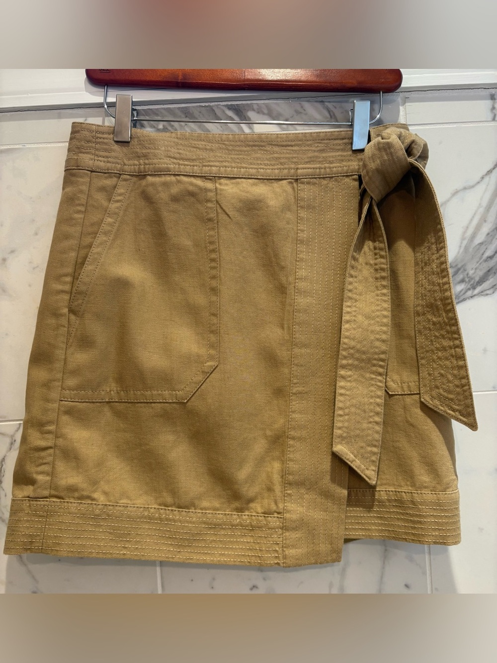 Banana Republic Khaki Tie-Waist Mini Skirt
